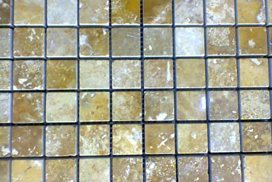 Мозаика каменная - Травертин желтый полированный