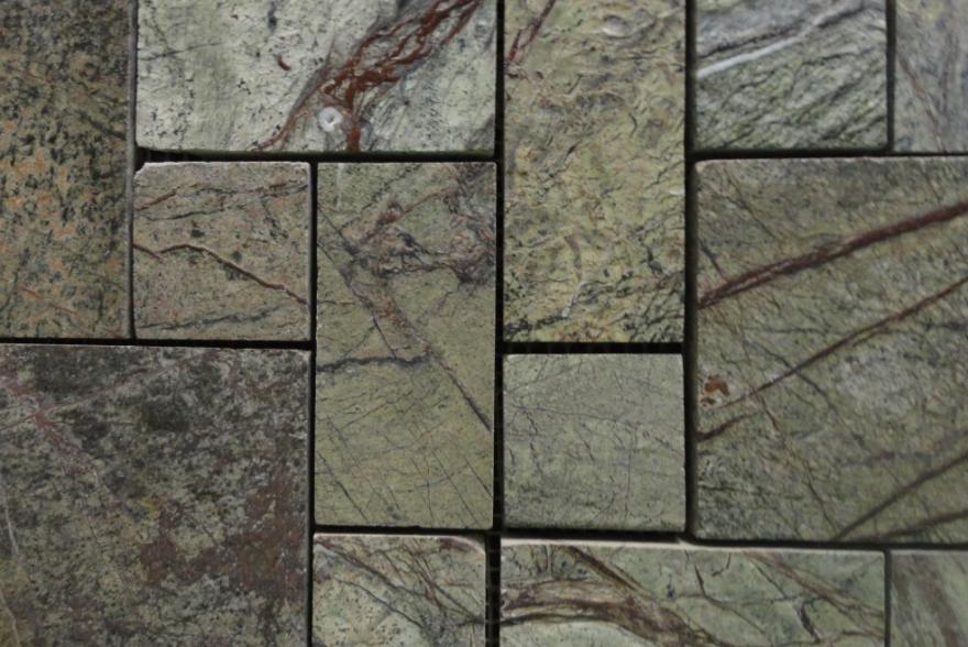 Мозаика каменная - Мрамор Forest Green четырехугольники